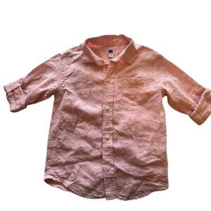 Little Boys Janie And Jack Pink Linen Button Down Shirt- Size 3